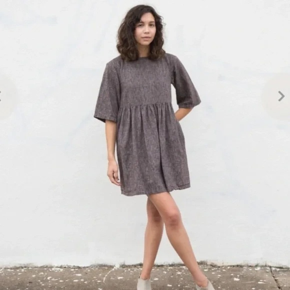 Esby Willow Babydoll Short Dress Linen & Cotton Made in the USA $265 Size XS EUC